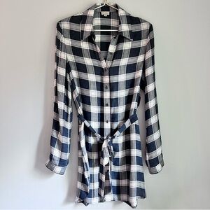 Longsleeved Plaid Button-Up Shirt Dress Women’s size XS